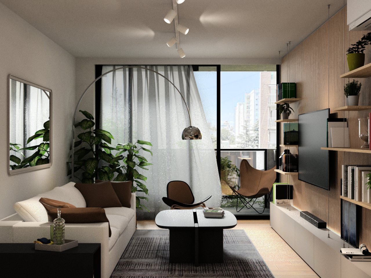 Render living unidad 2 ambientes