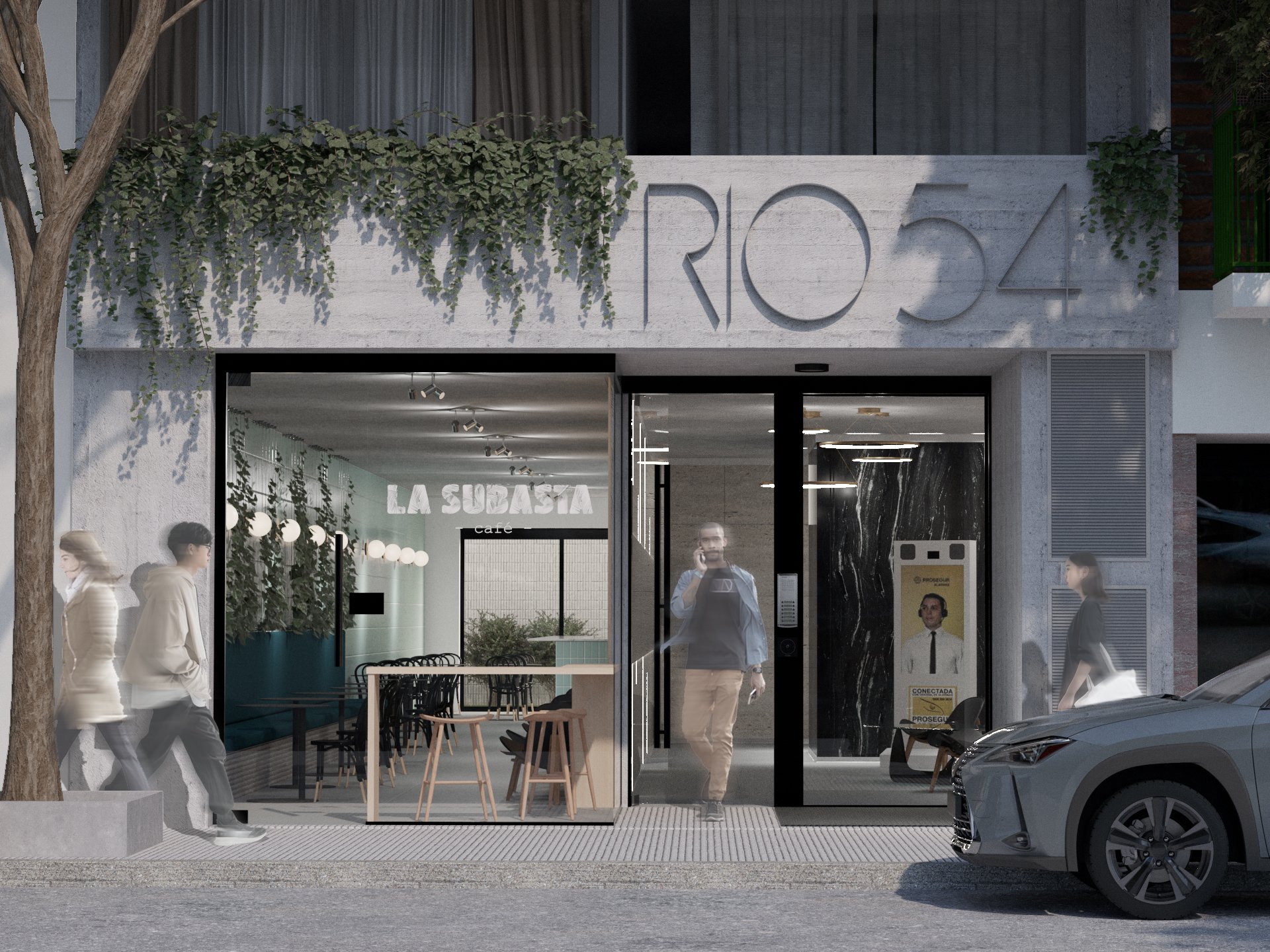Render del acceso e ingreso RIO 54